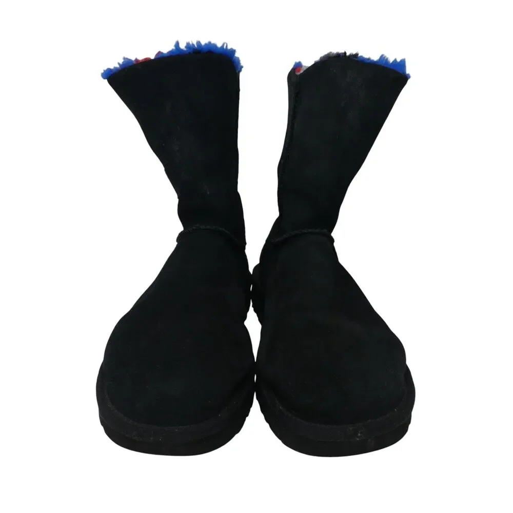 UGG Bailey Buckle Cali Collage Black Suede Fleece Lined Winter Boots
